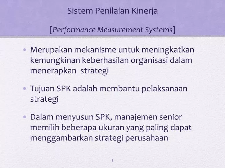 sistem penilaian kinerja performance measurement systems