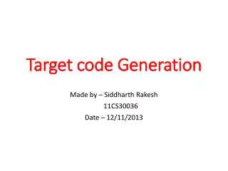 Target code Generation