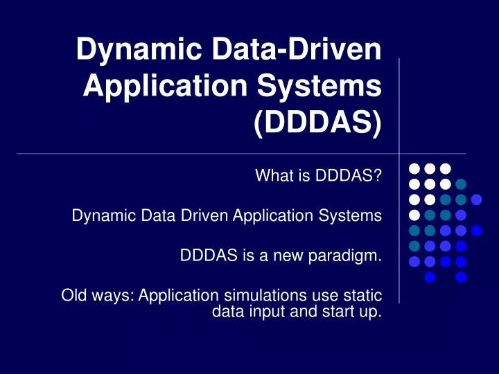 dynamic data driven application systems dddas