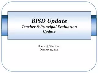 BISD Update Teacher &amp; Principal Evaluation Update