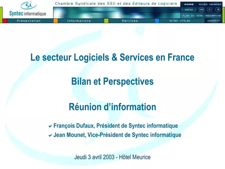 le secteur logiciels services en france bilan et perspectives r union d information