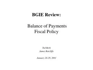 BGIE Review: Balance of Payments Fiscal Policy