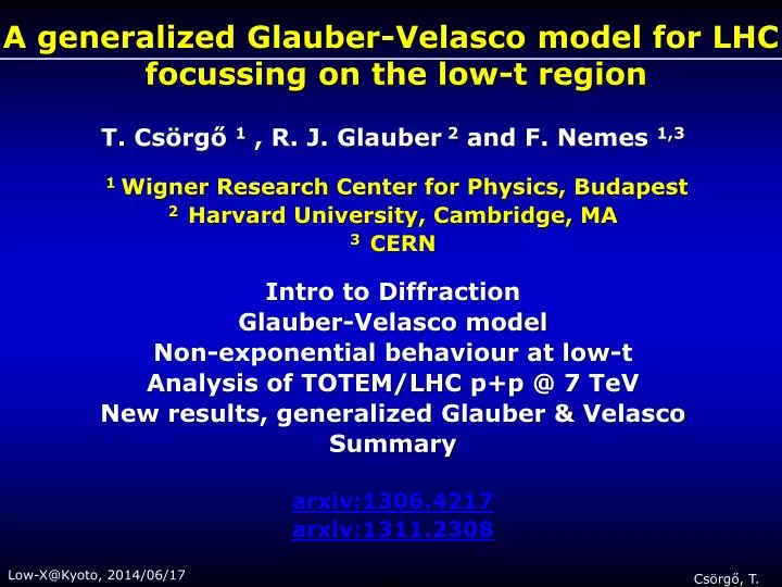 a generalized glauber velasco model for lhc focussing on the low t region