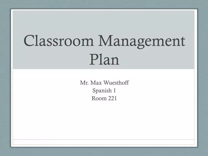 classroom management plan