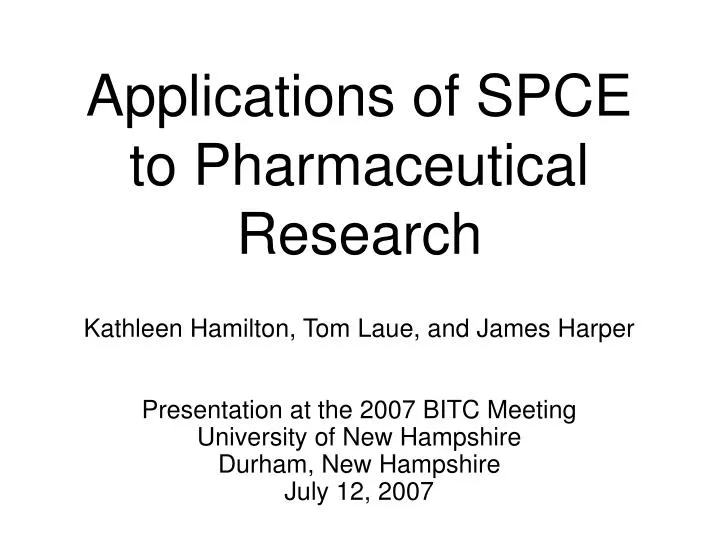 applications of spce to pharmaceutical research