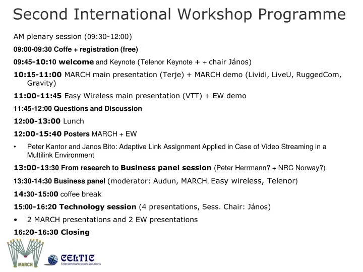 second international workshop programme