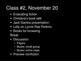 Class #2, November 20