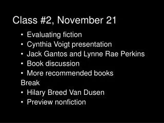 Class #2, November 21