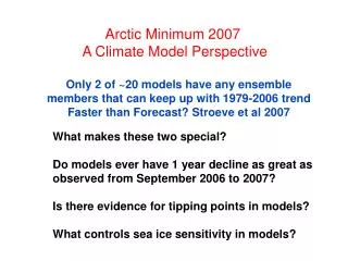 Arctic Minimum 2007 A Climate Model Perspective