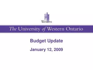 Budget Update January 12, 2009