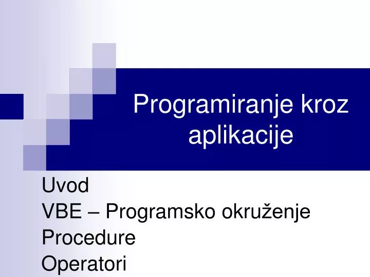 programiranje kroz aplikacije