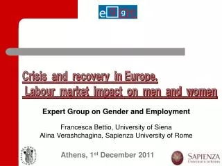 Expert Group on Gender and Employment Francesca Bettio, University of Siena
