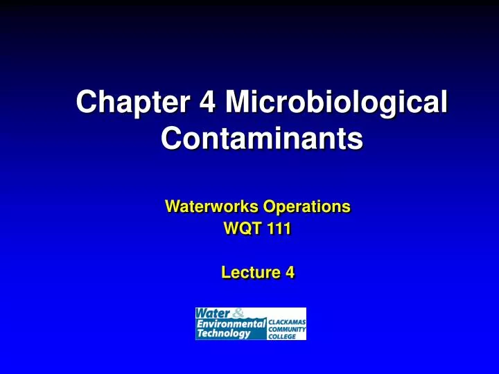 chapter 4 microbiological contaminants