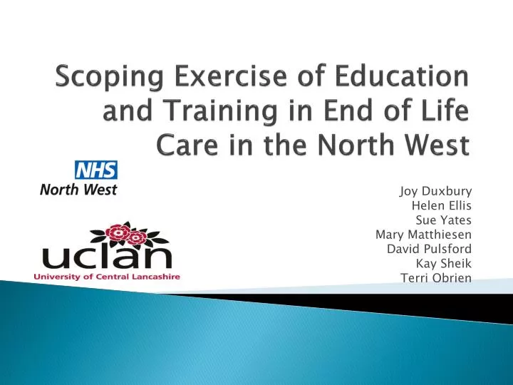 scoping exercise of education and training in end of life care in the north west