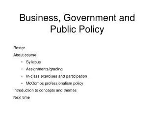 Business, Government and Public Policy