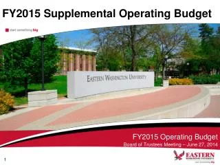 FY2015 Supplemental Operating Budget