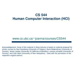 CS 544 Human Computer Interaction (HCI)