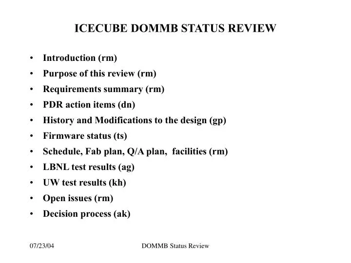 icecube dommb status review