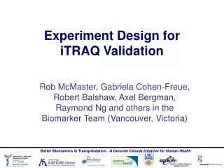 Experiment Design for iTRAQ Validation