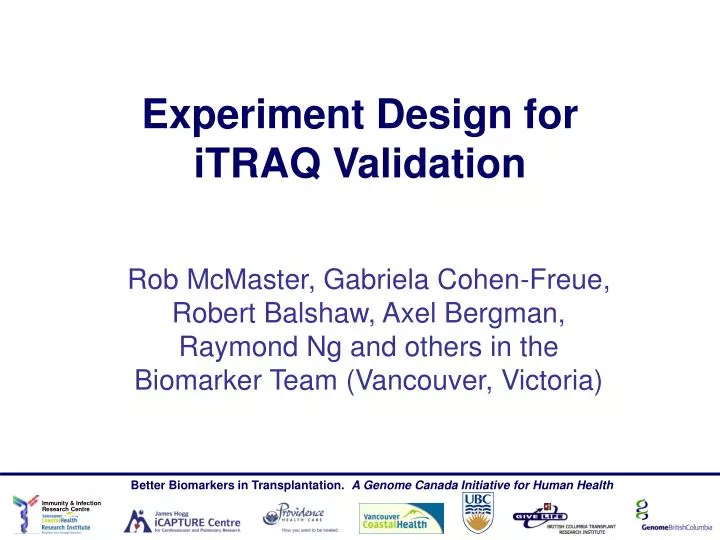 experiment design for itraq validation