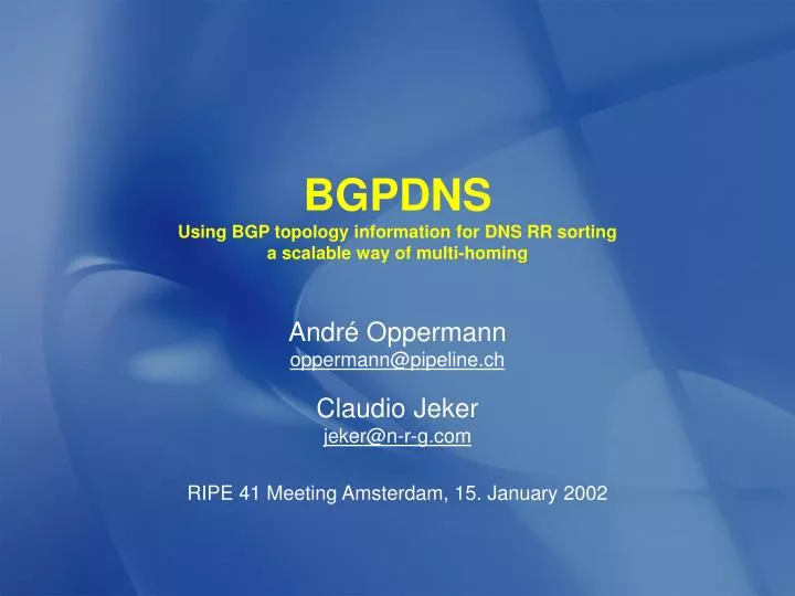bgpdns using bgp topology information for dns rr sorting a scalable way of multi homing