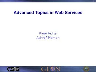 Advanced Topics in Web Services