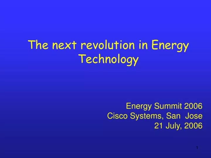 the next revolution in energy technology