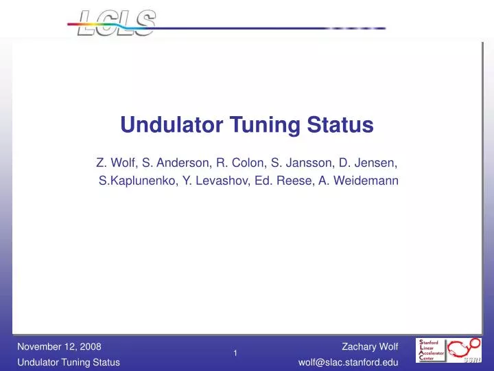 undulator tuning status