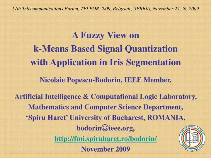 17th telecommunications forum telfor 2009 belgrade serbia november 24 26 2009