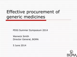 Effective procurement of generic medicines