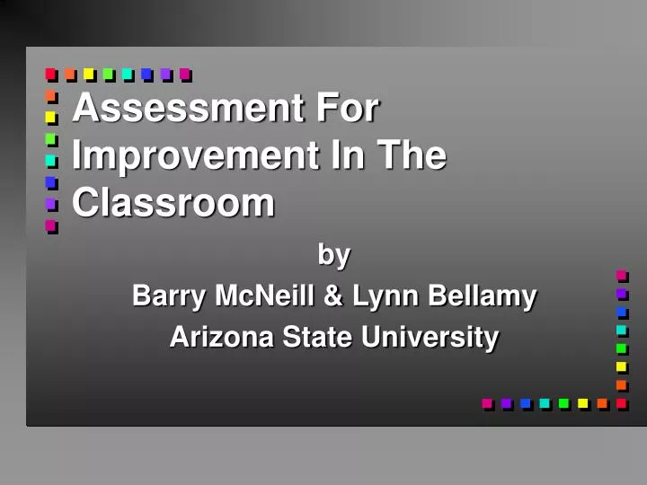 assessment for improvement in the classroom