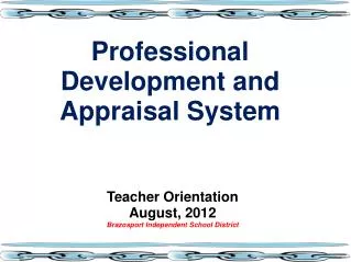 Professional Development and Appraisal System