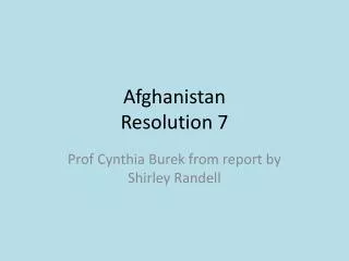 Afghanistan Resolution 7