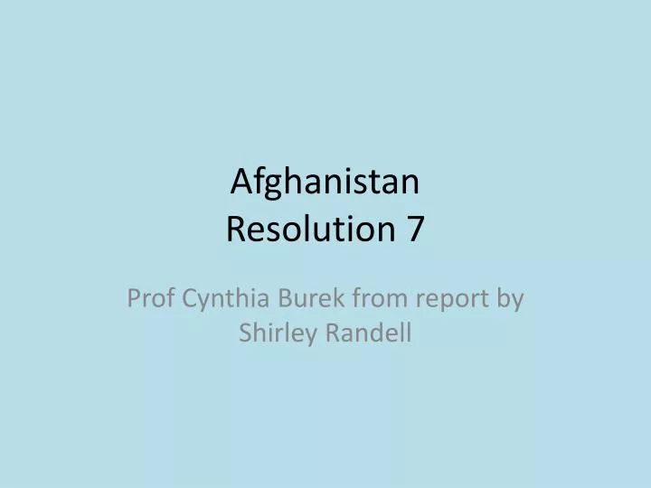 afghanistan resolution 7