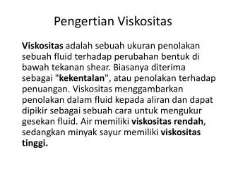 pengertian viskositas