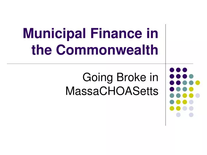 municipal finance in the commonwealth