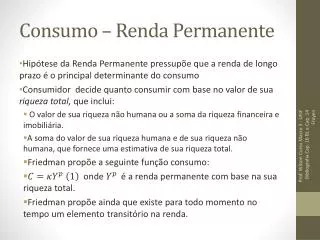 consumo renda permanente