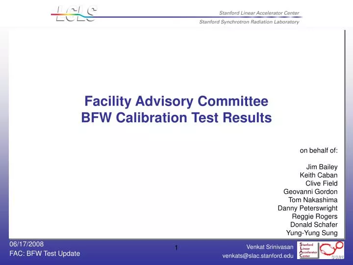 facility advisory committee bfw calibration test results