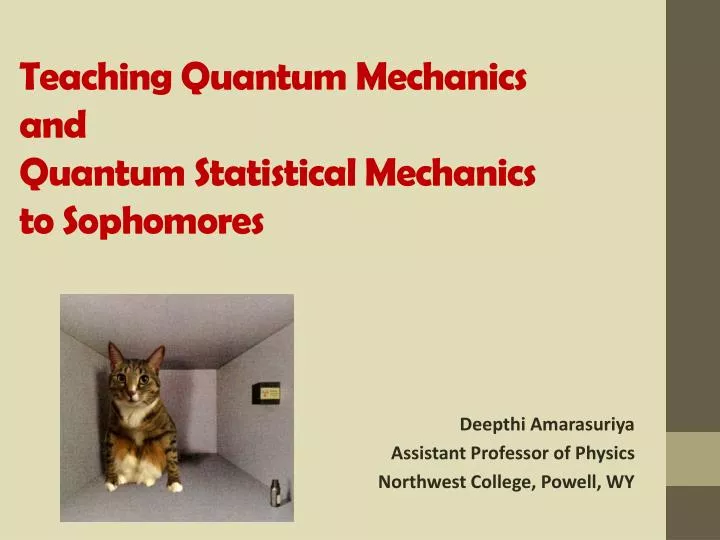 teaching quantum mechanics and quantum statistical mechanics to sophomores