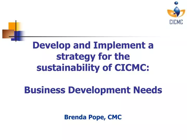 develop and implement a strategy for the sustainability of cicmc business development needs