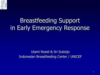 Breastfeeding Support in Early Emergency Response