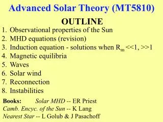 Advanced Solar Theory (MT5810)