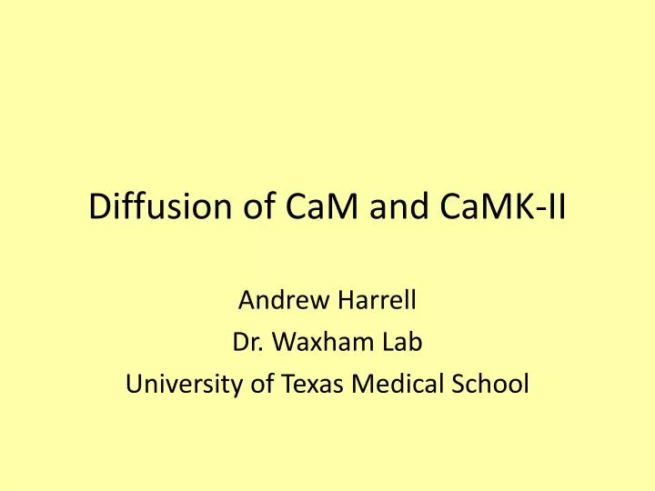 diffusion of cam and camk ii