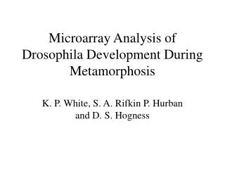 Microarray Analysis of Drosophila Development During Metamorphosis