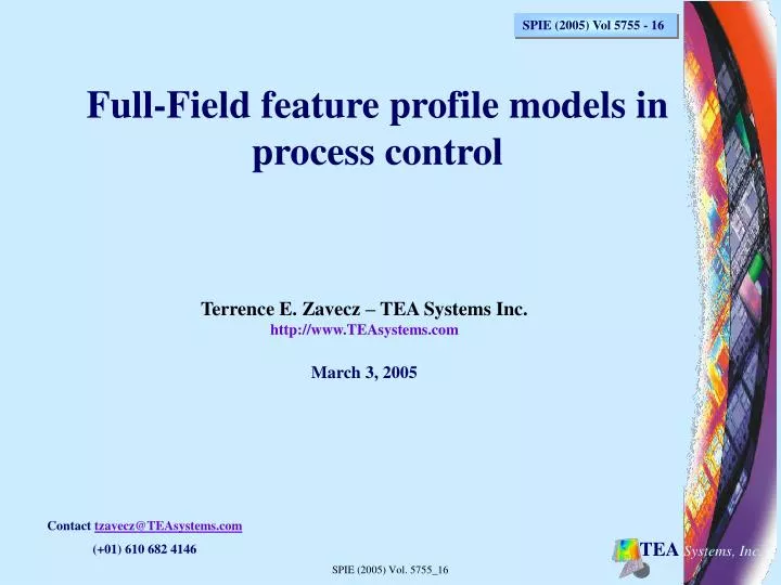 full field feature profile models in process control