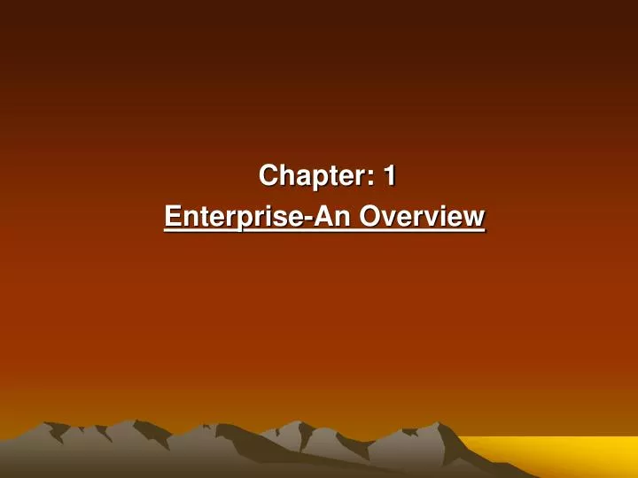 chapter 1 enterprise an overview