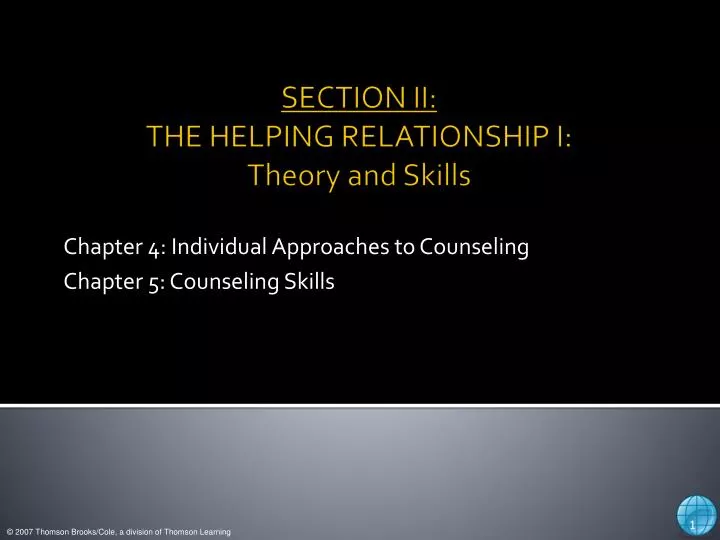 chapter 4 individual approaches to counseling chapter 5 counseling skills