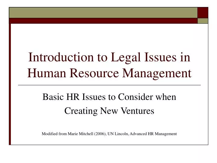 introduction to legal issues in human resource management