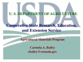 U. S. DEPARTMENT OF AGRICULTURE