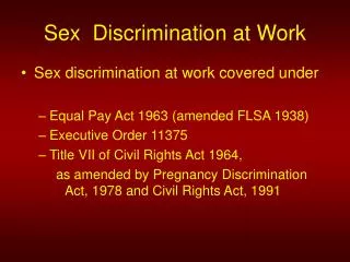 Sex Discrimination at Work